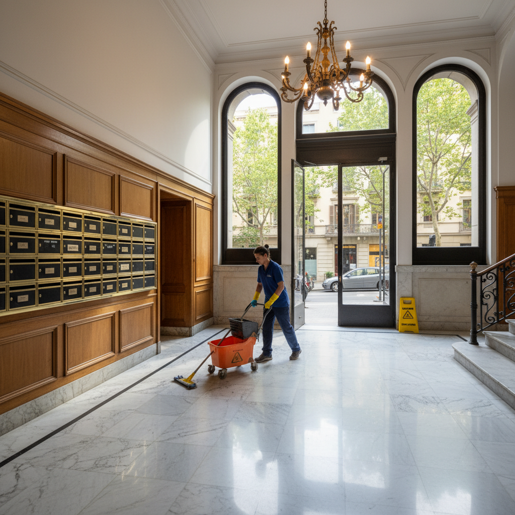 Limpieza profesional de portales en comunidad de vecinos Barcelona