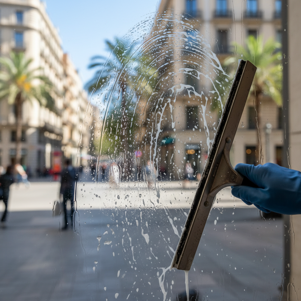 Limpieza de escaparates y vitrinas en tiendas y locales comerciales de Barcelona