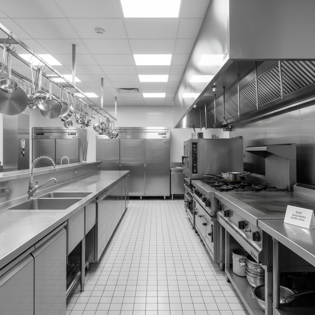 Limpiadora profesional de Mansonet limpiando restaurante en Barcelona