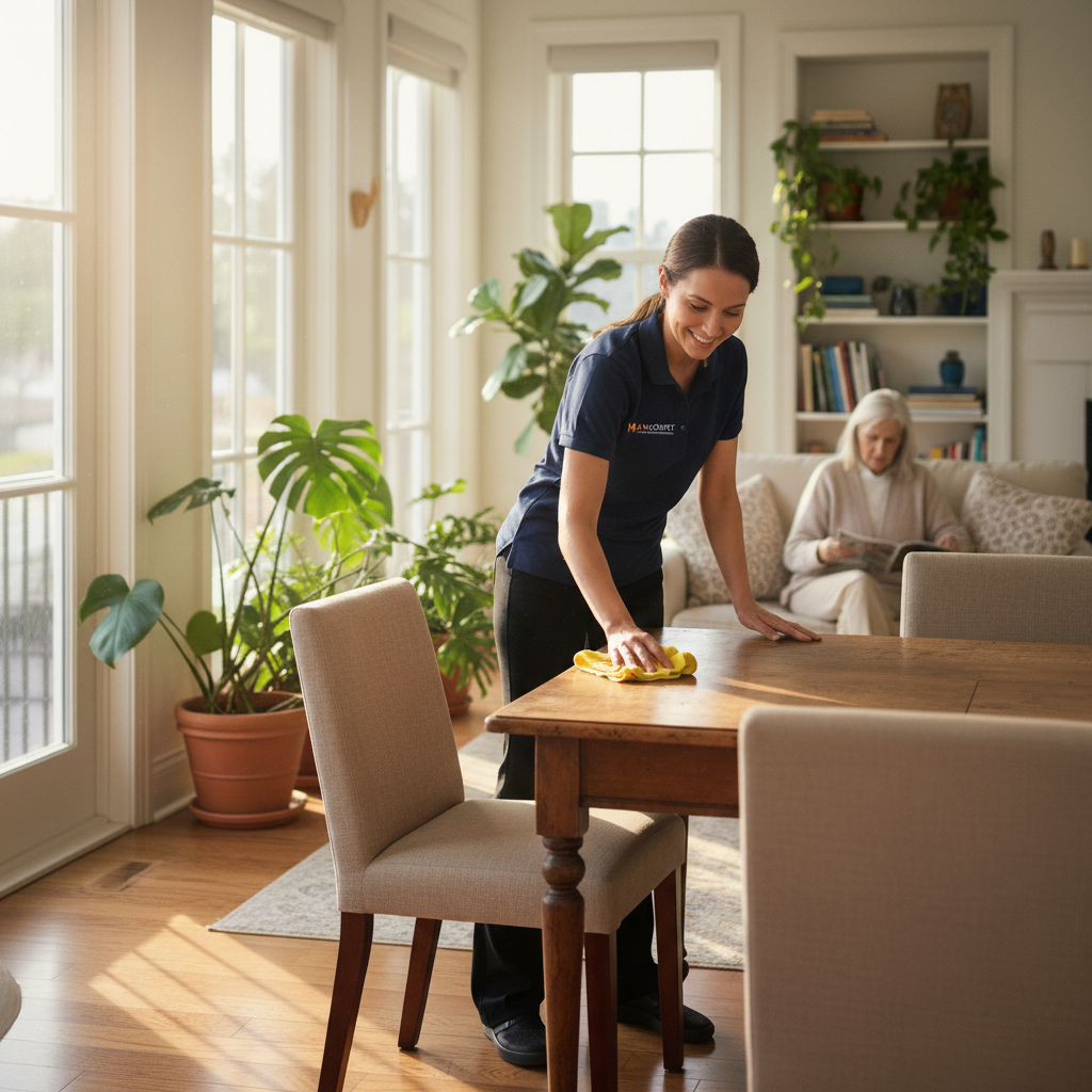 Limpieza profesional de zona comun en residencia de ancianos en Barcelona