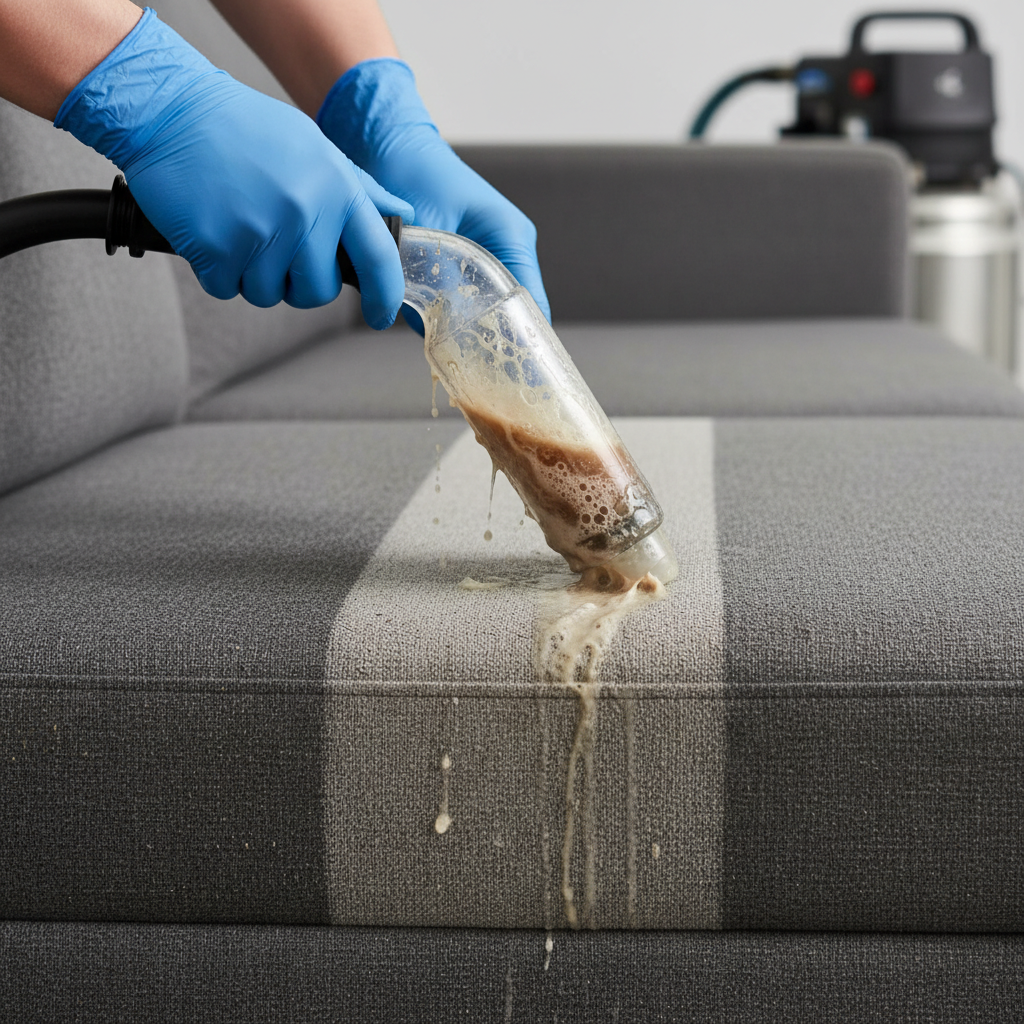 Limpieza profesional de sofa con sistema de inyeccion-extraccion en Barcelona