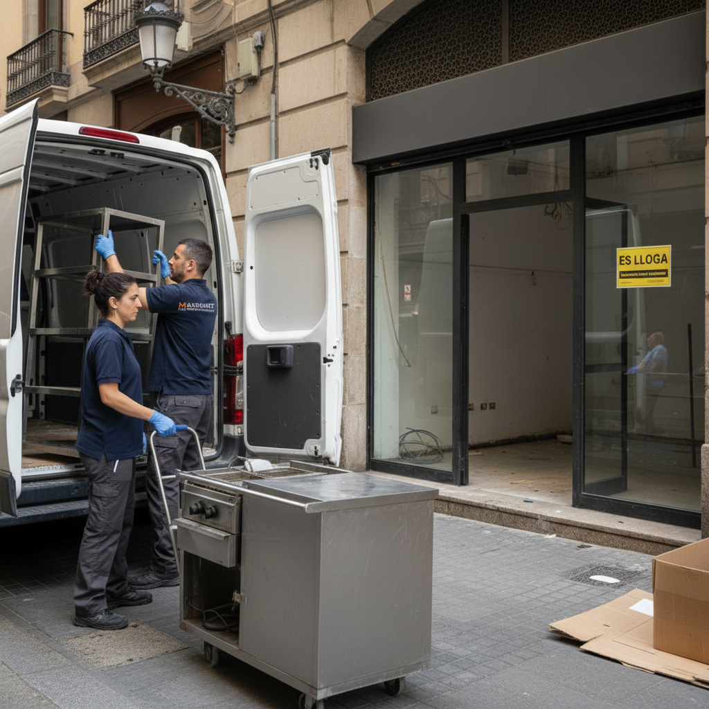 Equipo de Mansonet realizando vaciado de local comercial en Barcelona
